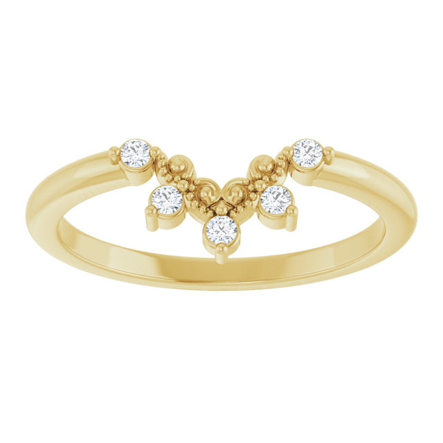 14K Gold Round Natural Diamond Contour Band IX - Yellow Gold - view 3