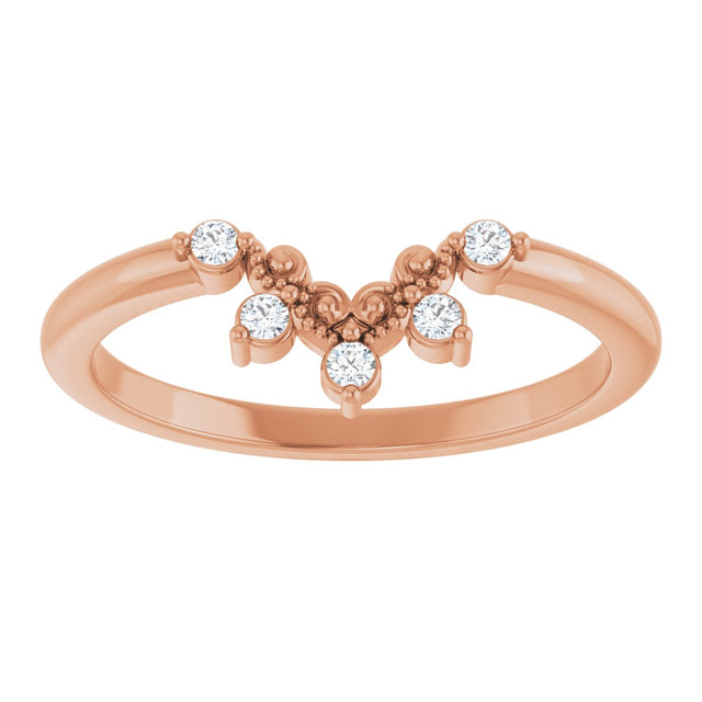 14K Gold Round Natural Diamond Contour Band IX - Rose Gold - view 3