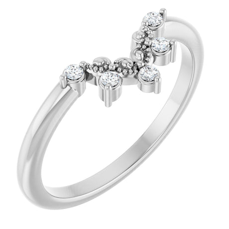 14K Gold Round Natural Diamond Contour Band IX - White Gold