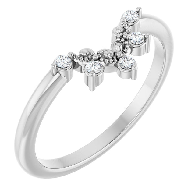 Platinum Round Natural Diamond Contour Band X