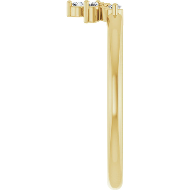14K Gold Round Natural Diamond Contour Band IX - Yellow Gold - view 4
