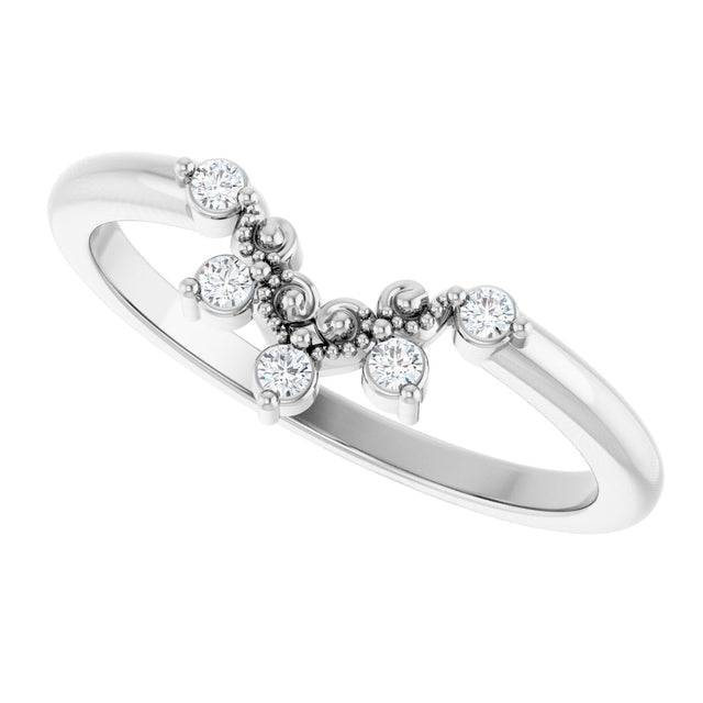 14K Gold Round Natural Diamond Contour Band IX - White Gold - view 5