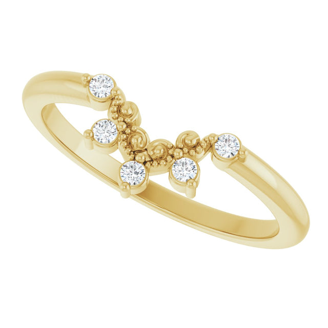14K Gold Round Natural Diamond Contour Band IX - Yellow Gold - view 5