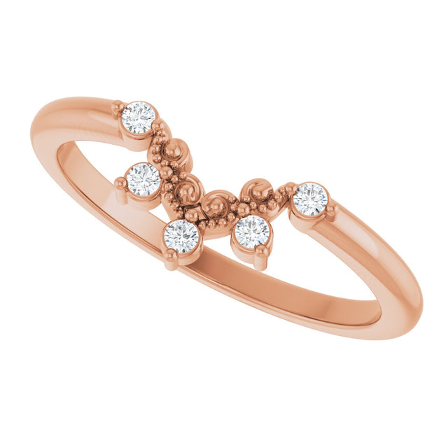 14K Gold Round Natural Diamond Contour Band IX - Rose Gold - view 5