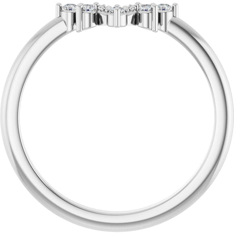 Platinum Round Natural Diamond Contour Band X - view 2