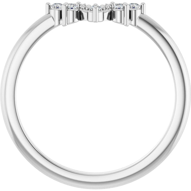 14K Gold Round Natural Diamond Contour Band IX - White Gold - view 2