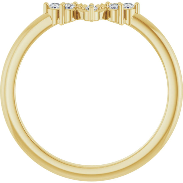 14K Gold Round Natural Diamond Contour Band IX - Yellow Gold - view 2