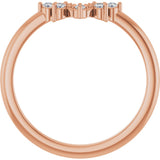 14K Gold Round Natural Diamond Contour Band IX - Rose Gold - view 2