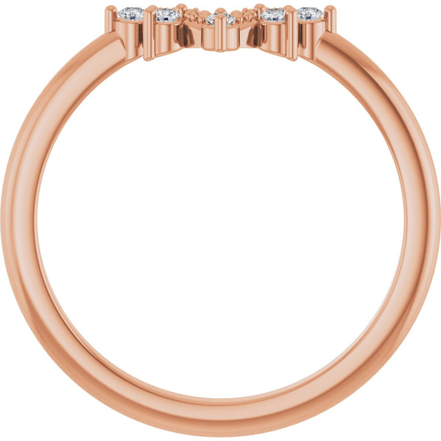 14K Gold Round Natural Diamond Contour Band IX - Rose Gold - view 2