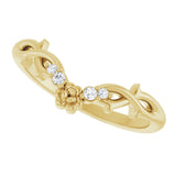 14K Gold Round Natural Diamond Accented Floral Contour Band - Yellow Gold - view 5