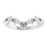 14K Gold Round Natural Diamond Accented Floral Contour Band - White Gold - view 3