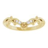 14K Gold Round Natural Diamond Accented Floral Contour Band - Yellow Gold - view 3