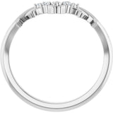 14K Gold Round Natural Diamond Accented Floral Contour Band - White Gold - view 2