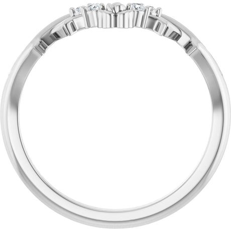 Platinum Round Natural Diamond Accented Floral Contour Band - view 2