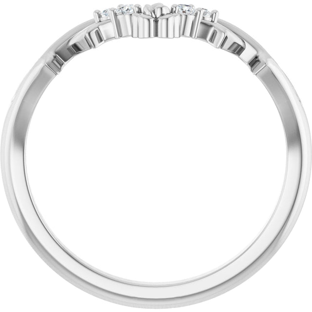 Platinum Round Natural Diamond Accented Floral Contour Band - view 2