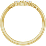 14K Gold Round Natural Diamond Accented Floral Contour Band - Yellow Gold - view 2