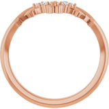 14K Gold Round Natural Diamond Accented Floral Contour Band - Rose Gold - view 2