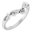 Platinum Round Natural Diamond Accented Floral Contour Band