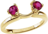 14K Gold Round Natural Ruby Wrap-Style Ring Enhancer