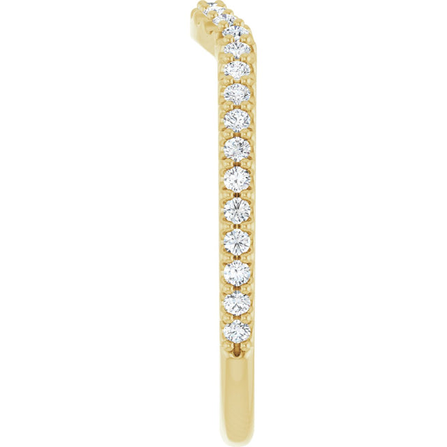 14K Gold Round Lab-Grown Diamond Accented Contour Band – 1.1-3mm Stones - Yellow Gold - view 4