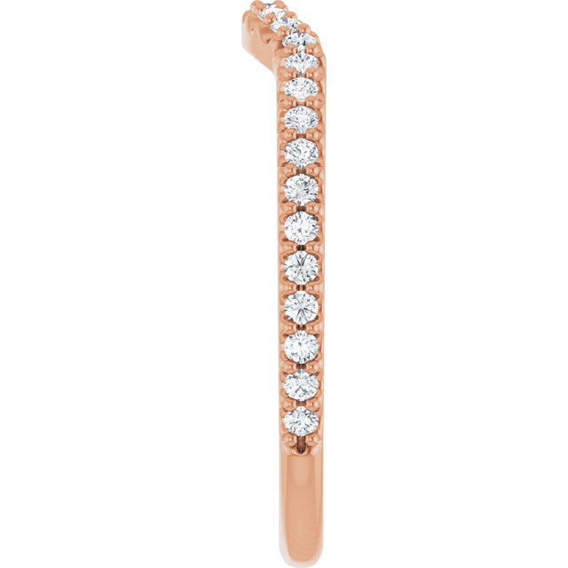 14K Gold Round Lab-Grown Diamond Accented Contour Band – 1.1-3mm Stones - Rose Gold - view 4