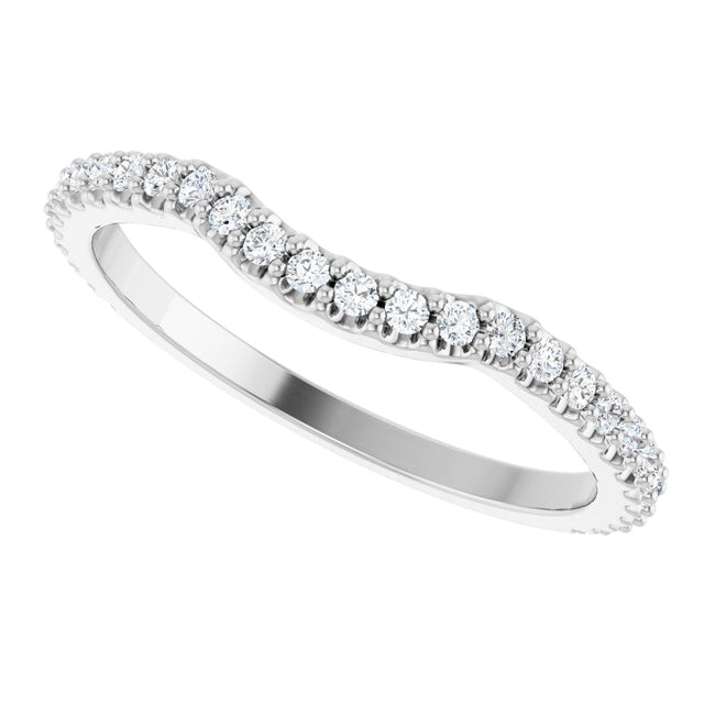 Platinum Round Lab-Grown Diamond Accented Contour Band – 1.1-3mm Stones - view 5