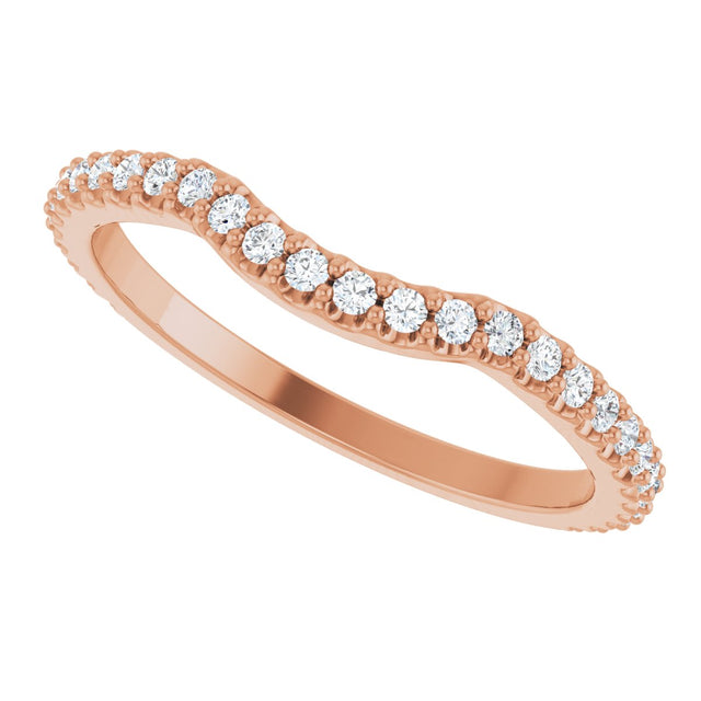 14K Gold Round Lab-Grown Diamond Accented Contour Band – 1.1-3mm Stones - Rose Gold - view 5