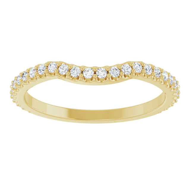 14K Gold Round Natural Diamond Accented Contour Band – 1.1-3mm Stones - Yellow Gold - view 3