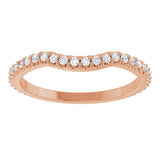 14K Gold Round Lab-Grown Diamond Accented Contour Band – 1.1-3mm Stones - Rose Gold - view 3