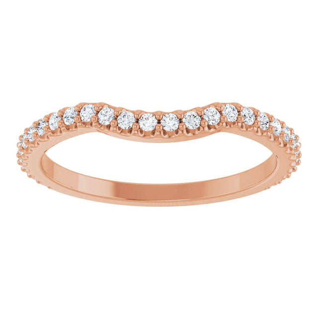 14K Gold Round Lab-Grown Diamond Accented Contour Band – 1.1-3mm Stones - Rose Gold - view 3