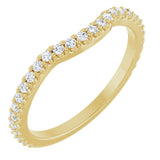 14K Gold Round Natural Diamond Accented Contour Band – 1.1-3mm Stones - Yellow Gold