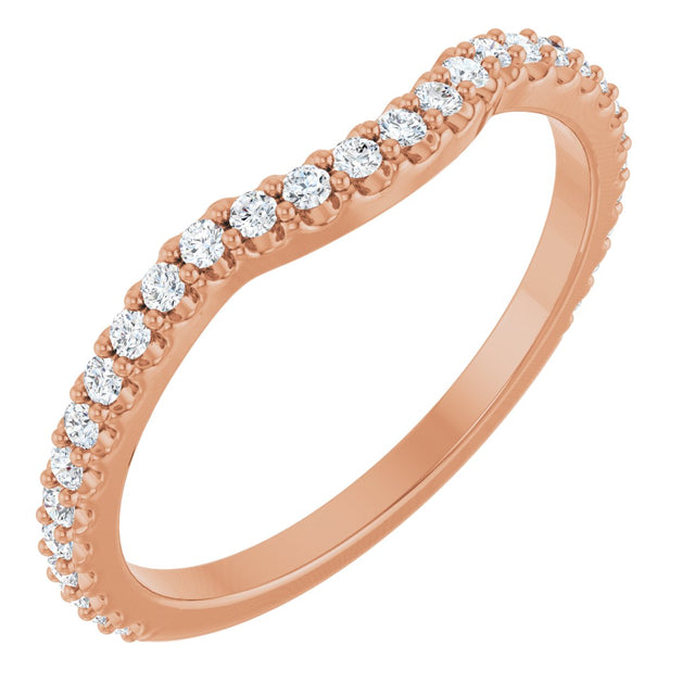 14K Gold Round Natural Diamond Accented Contour Band – 1.1-3mm Stones - Rose Gold