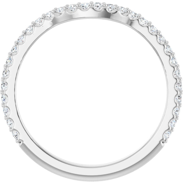 Platinum Round Lab-Grown Diamond Accented Contour Band – 1.1-3mm Stones - view 2