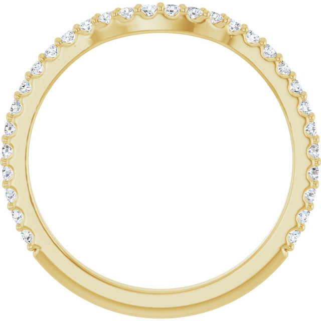 14K Gold Round Lab-Grown Diamond Accented Contour Band – 1.1-3mm Stones - Yellow Gold - view 2