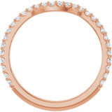 14K Gold Round Natural Diamond Accented Contour Band – 1.1-3mm Stones - Rose Gold - view 2