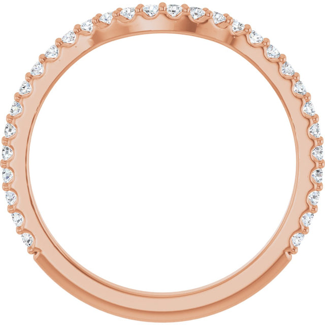 14K Gold Round Lab-Grown Diamond Accented Contour Band – 1.1-3mm Stones - Rose Gold - view 2