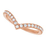 14K Gold Round Natural Diamond V Contour Band – 1.3-3mm Stones - Rose Gold - view 5