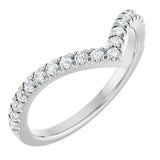 14K Gold Round Natural Diamond V Contour Band – 1.3-3mm Stones - White Gold