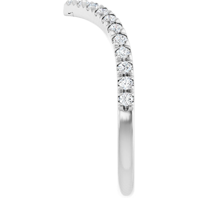 14K Gold Round Lab-Grown Diamond V Contour Band – 1.3-3mm Stones - White Gold - view 4