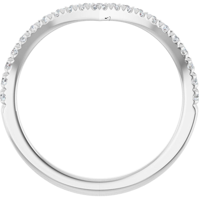 Platinum Round Natural Diamond V Contour Band – 1.3-3mm Stones - view 2