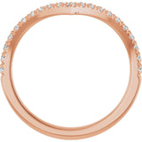 14K Gold Round Lab-Grown Diamond V Contour Band – 1.3-3mm Stones - Rose Gold - view 2