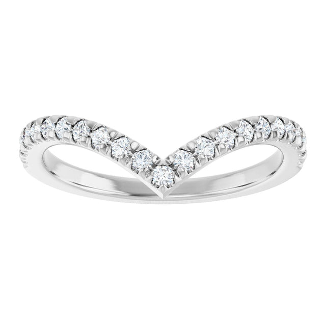 Platinum Round Natural Diamond V Contour Band – 1.3-3mm Stones - view 3