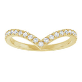 14K Gold Round Natural Diamond V Contour Band – 1.3-3mm Stones - Yellow Gold - view 3