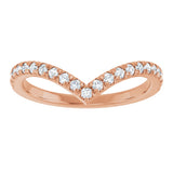 14K Gold Round Natural Diamond V Contour Band – 1.3-3mm Stones - Rose Gold - view 3