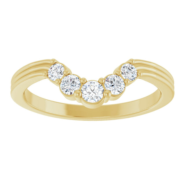 14K Gold Round Lab-Grown Diamond Contour Band – 2.7-3.5mm Stones - Yellow Gold - view 3
