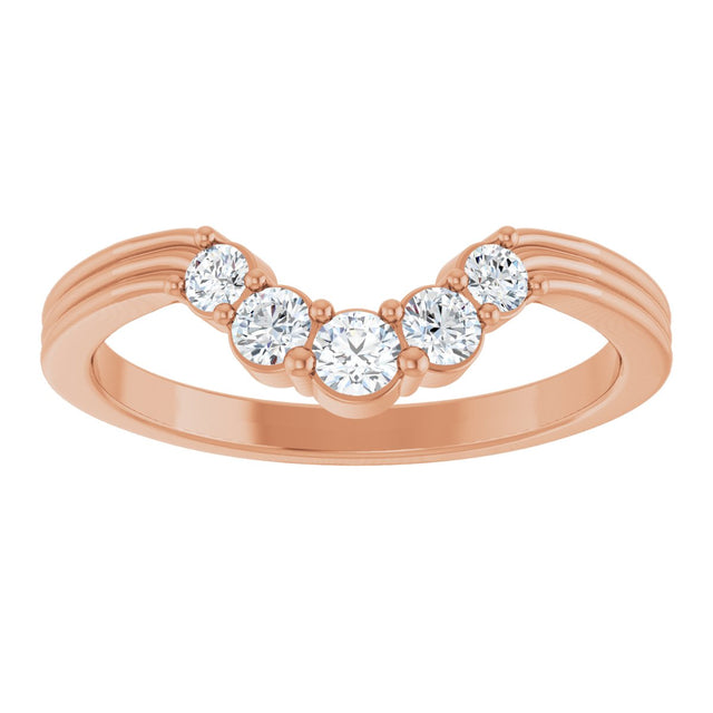 14K Gold Round Lab-Grown Diamond Contour Band – 2.7-3.5mm Stones - Rose Gold - view 3