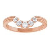 14K Gold Round Natural Diamond Contour Band – 2.7-3.5mm Stones - Rose Gold - view 3