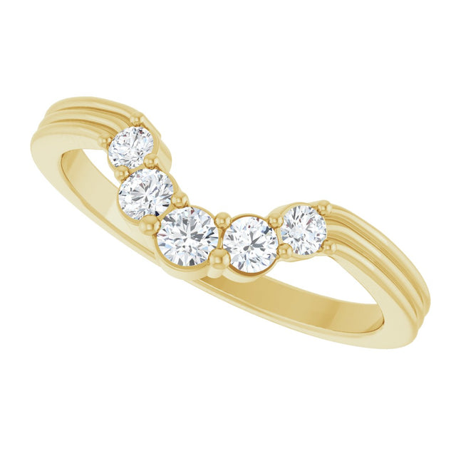 14K Gold Round Natural Diamond Contour Band – 2.7-3.5mm Stones - Yellow Gold - view 5