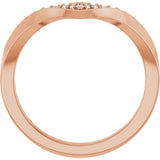 14K Gold Round Natural Diamond Contour Band X - Rose Gold - view 2