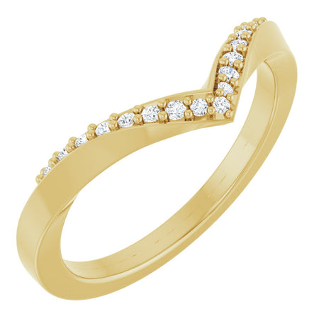 14K Gold Round Natural Diamond Contour Band X - Yellow Gold